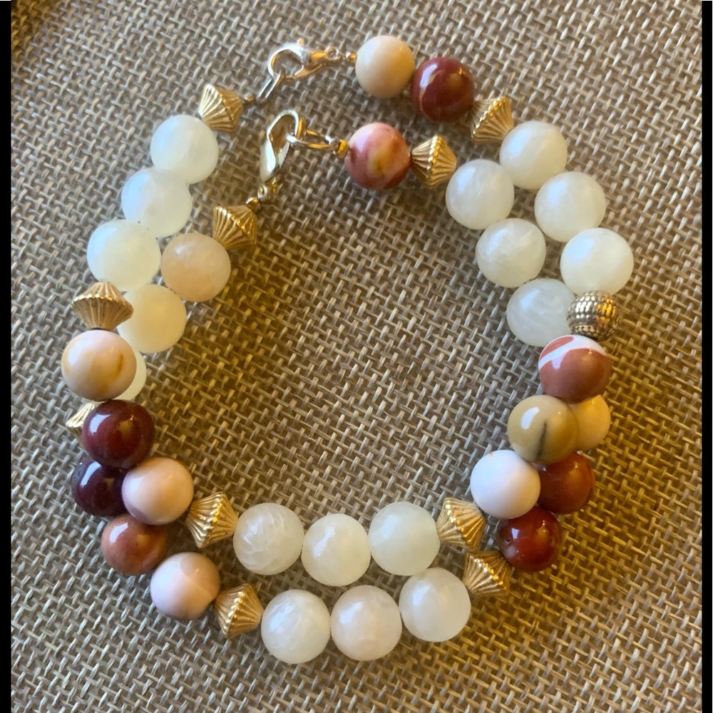 New! 2  Mookaite & Yellow Jasper Bracelets OOAK